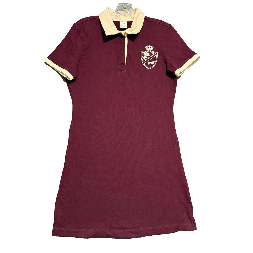 Victoria's Secret PINK Polo Mini Dress Women M Maroon Red Preppy Coquette Preppy
